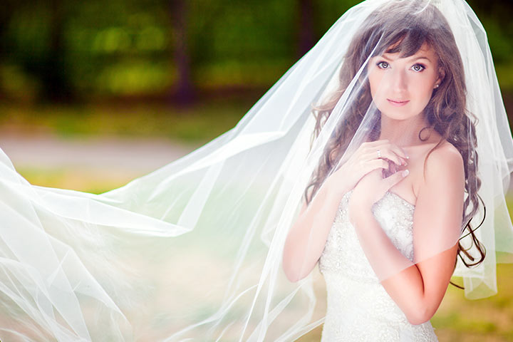 Summer Wedding Dress - Delicate Flowing Veil