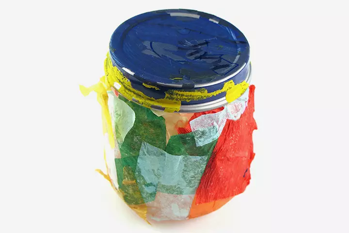 Tissue Paper Crafts For Kids - Jar Decorations