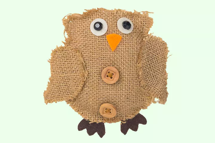 Owl Crafts For Kids - Jute Fabric Owl