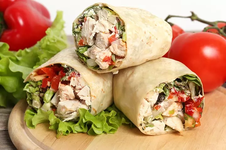 Lemon roasted chicken salad wrap