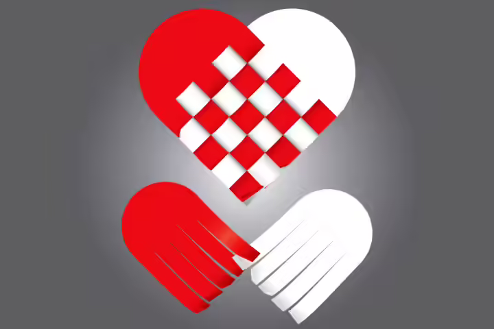 Weaving Crafts - Paper Woven Red And White Heart Weaving Crafts - Paper Woven Red And White Heart