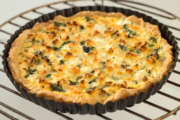 Spinach, artichoke and goat-cheese quiche