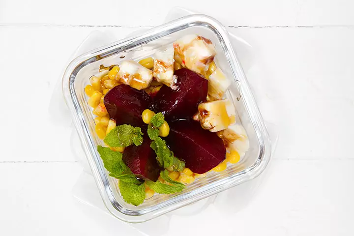 Bento Box Lunch Ideas For Kids - Beet And Corn Salad Bento Box