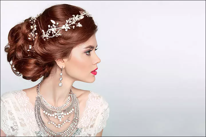 Curly-Bun-With-Tiara-bridal-hair-style