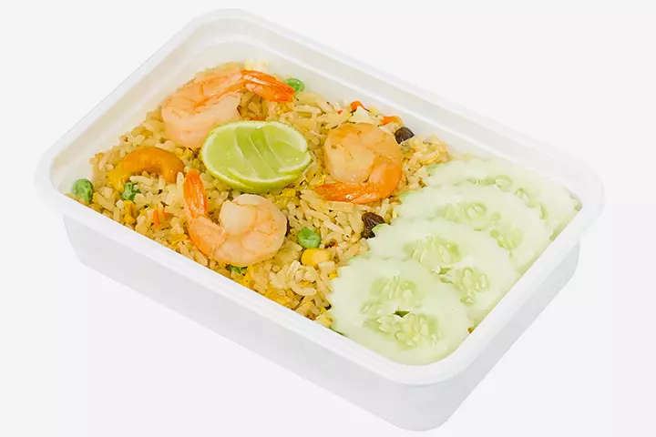 Bento Box Lunch Ideas For Kids - Prawn And Rice Bento Box