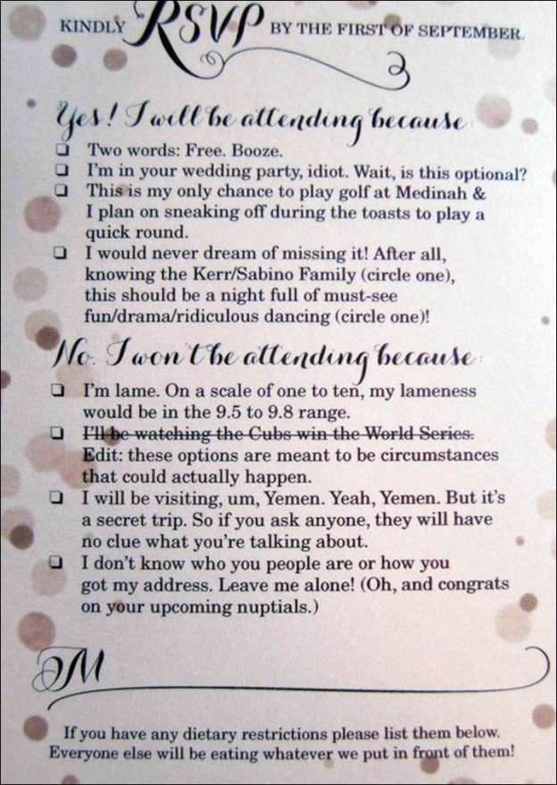 Funny Wedding Invitation Ideas: 17 Invites That'll Leave The Guests ROFL!