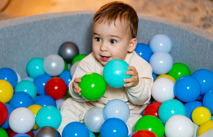 The first time he sees automated bouncing balls