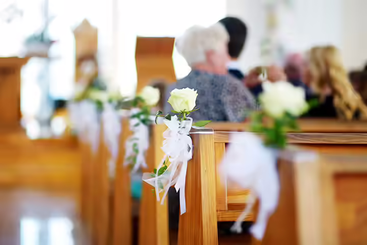 A Single Rose Wedding-Pew-Decorations-with-A-Single-Rose