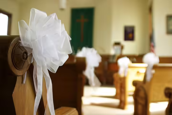 Classic Bows Wedding-Pew-Decorations-with-Classic-Bows