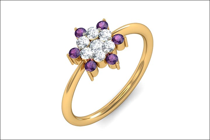 Engagement Rings - Diamond Amethyst Ring