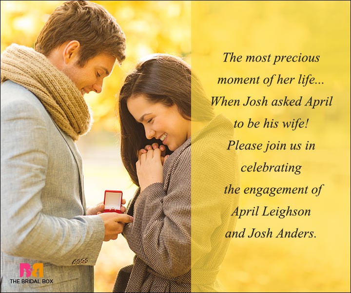 Engagement Invitation Wording - The Most Precious Moment