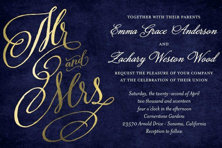 Wedding Invitation Navy Blue