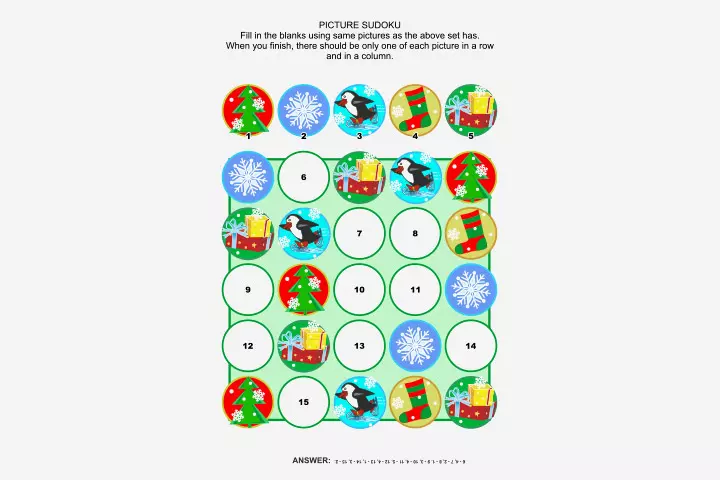 picture sudoku activity sheets for preschoolers