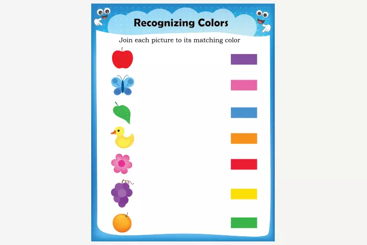 identifying the color activity sheets for preschoolers