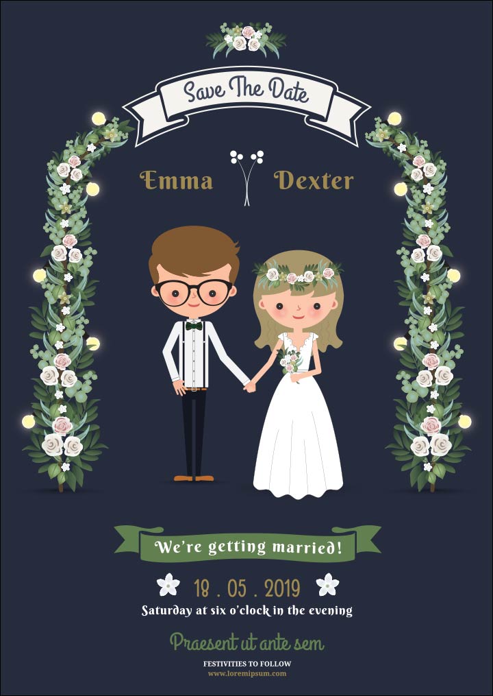 10 Super Adorable Cartoon Wedding Invitations For The Fun Loving Couple