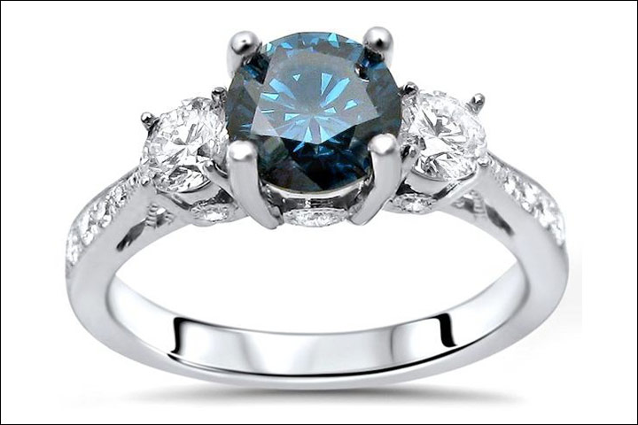 Three-Stone-Blue-&-White-Engagement-Ring