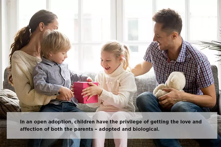 In an open adoption, children have the privilege of getting the love and affection of both the parents – adopted and biological