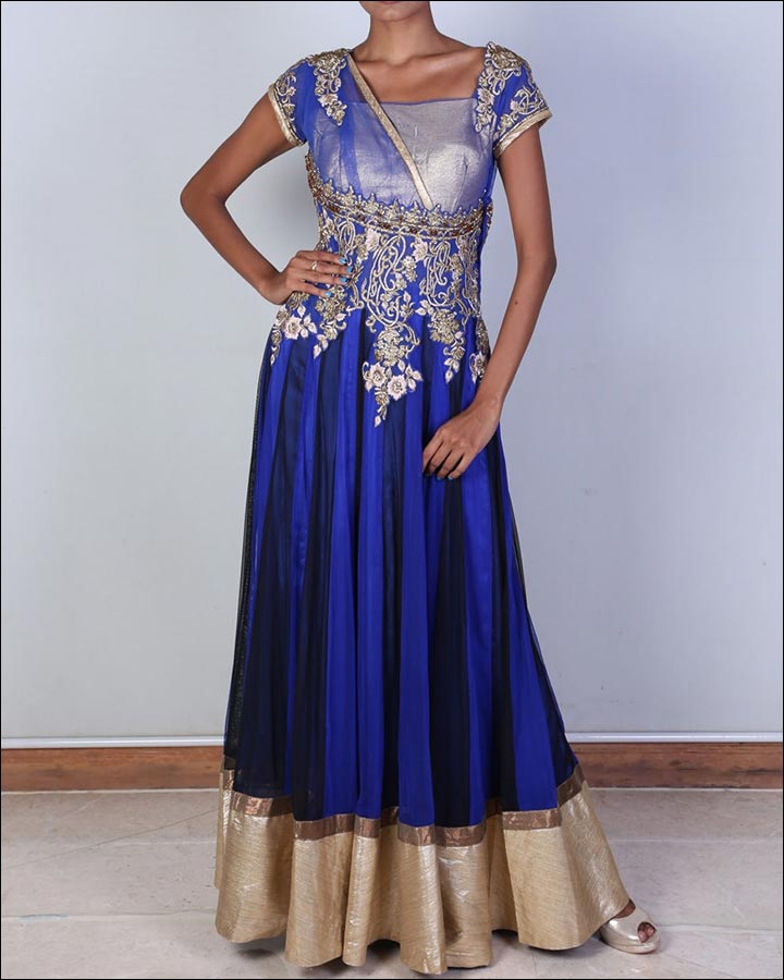 Blue-Net-Embroidered-Anarkali-SuitBridal Suits - A Blue Net Embroidered Anarkali Suit