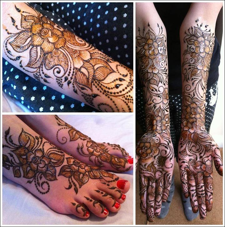 Kiran Sahib Mehndi Designs - Floral Design For Hands And Feet