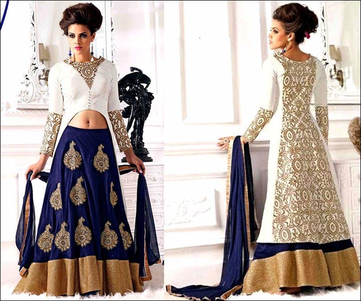 Bridal Suits - Glamorous Blue and Off-White Salwar