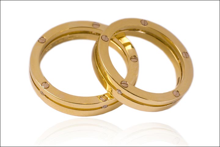 Wedding Rings - Gold Wedding Ring With Embedded Screw Heads