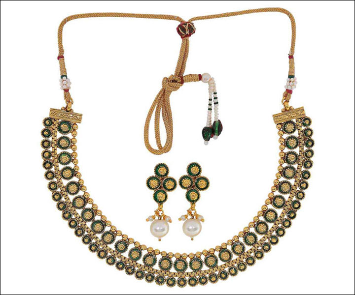 Wedding Necklace Designs - Meena Choker Necklace Set
