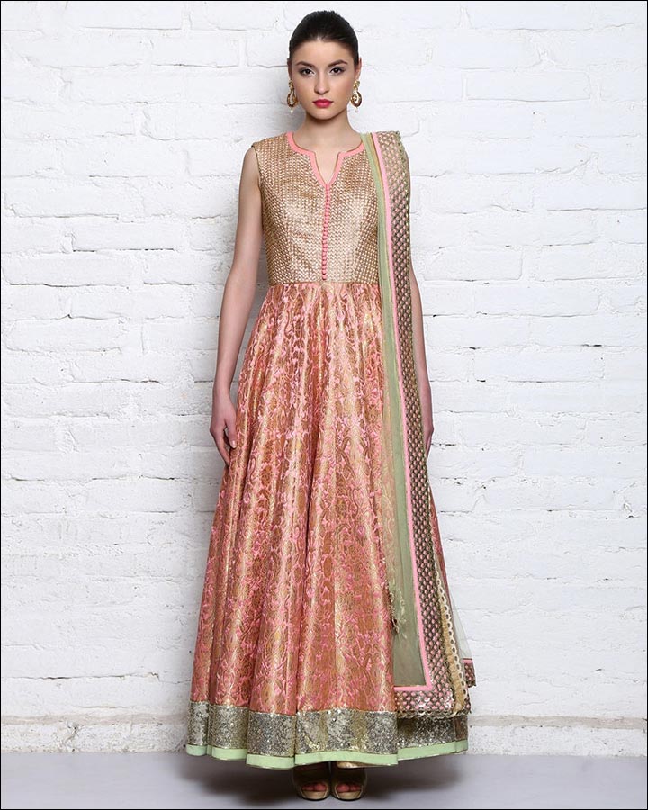 Bridal Suits - A Pink Silk And Brocade Anarkali