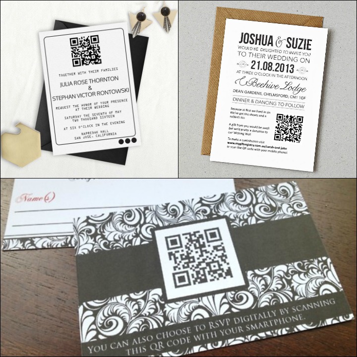 Black And White Wedding Invitations - QR Code Designs