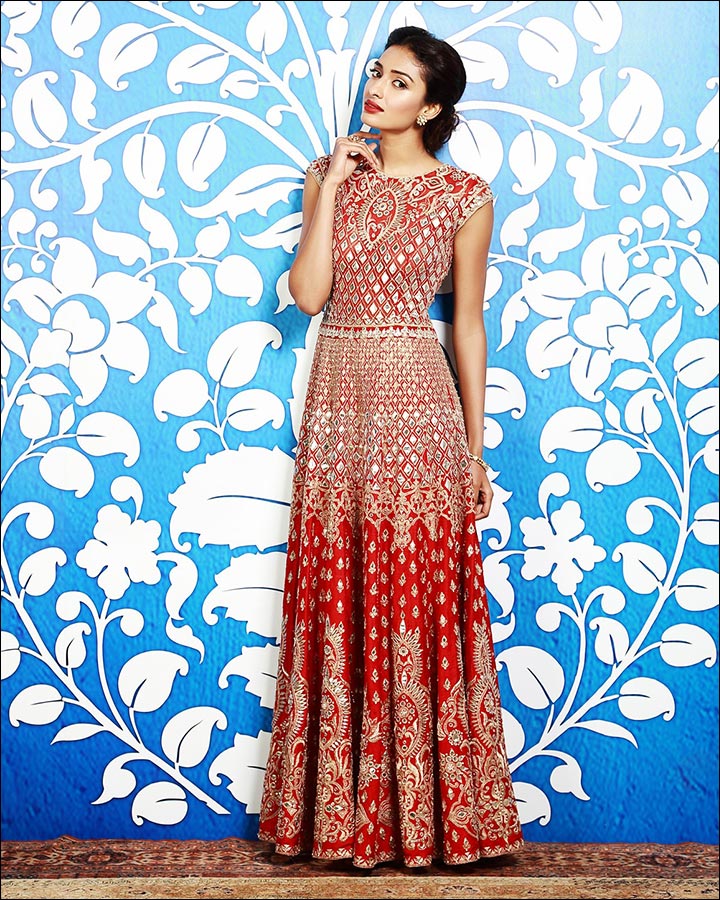 Engagement Dresses - Red Gota Patti Gown