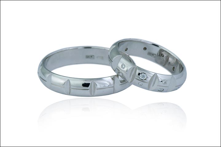 Wedding Rings - Shiny White Gold Diamond Wedding Rings