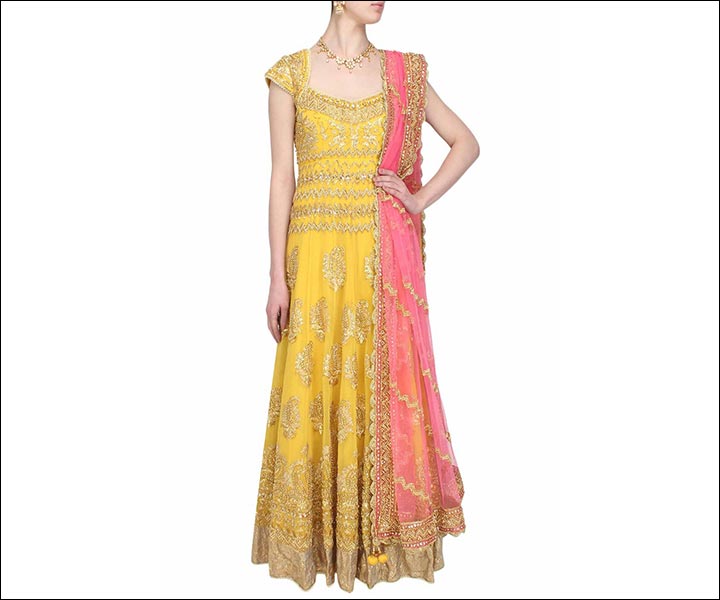 Bridal Suits - The Yellow And Pink Suit With Gota Patti