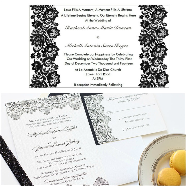 Black And White Wedding Invitations - Lovely Lace