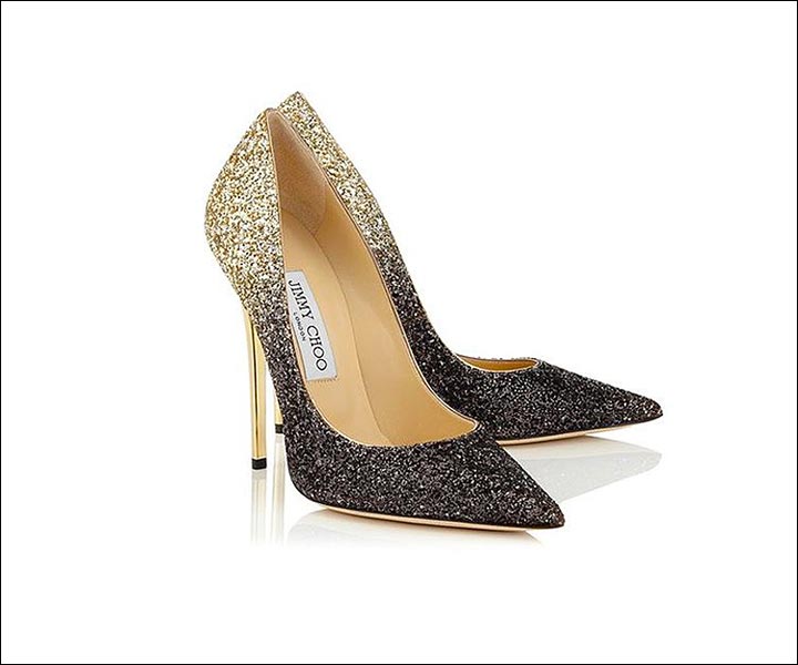 jimmy choo black and gold shoes