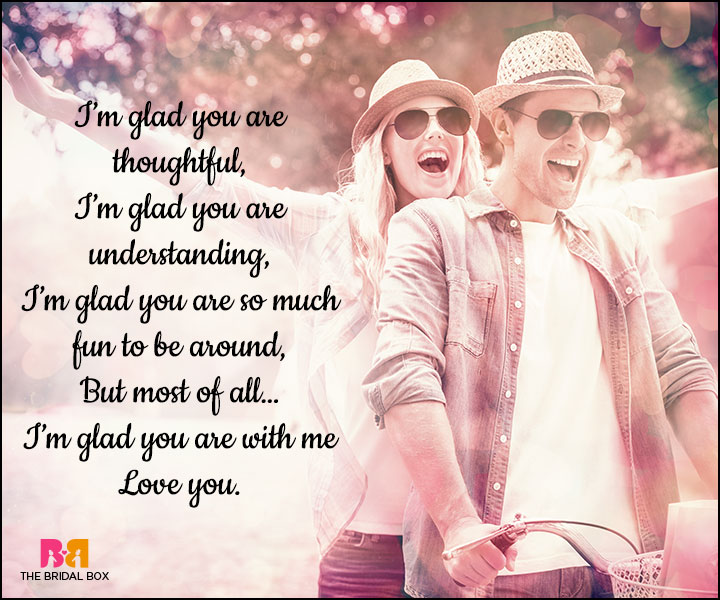 Love SMS For Girlfriend - I'm Glad You're With Me