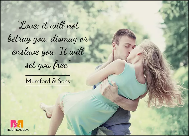 Short Love Quotes - Your Love Sets My Soul Free - Momford And Sons