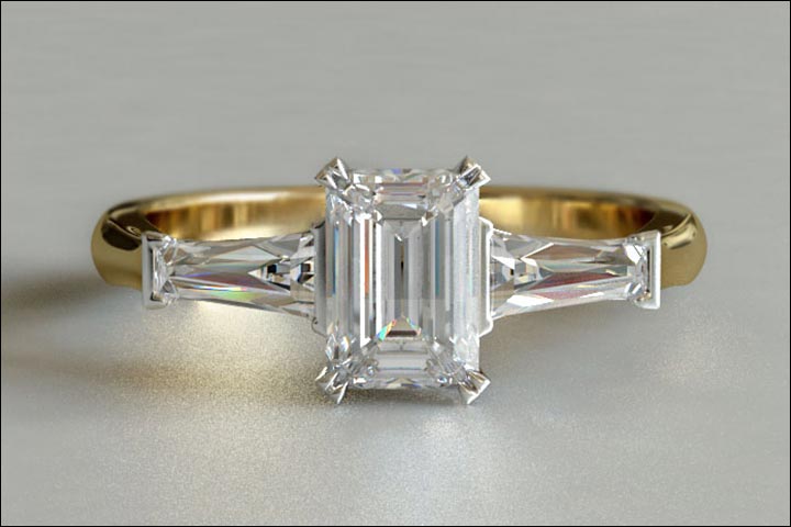 Yellow Gold Engagement Rings - Emerald Cut