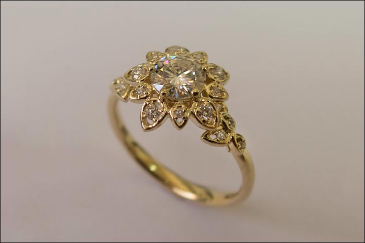 Yellow Gold Engagement Rings - Petals And Diamonds