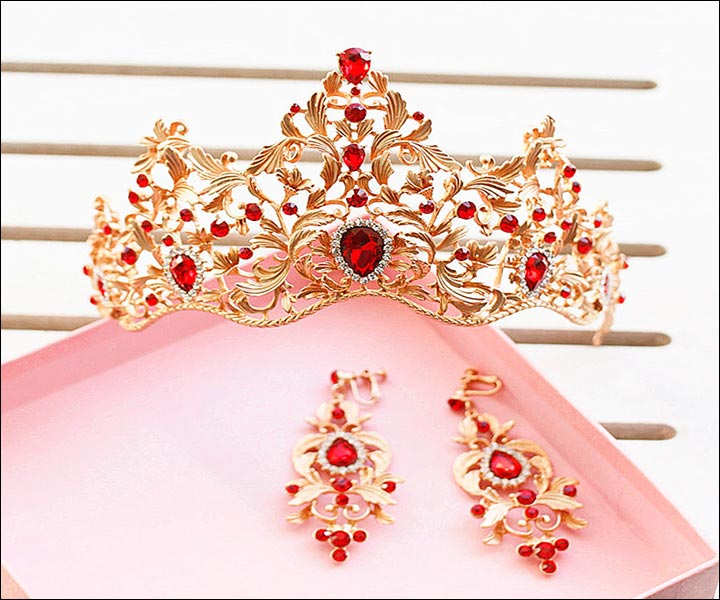 Wedding Tiara - Ravishing Red