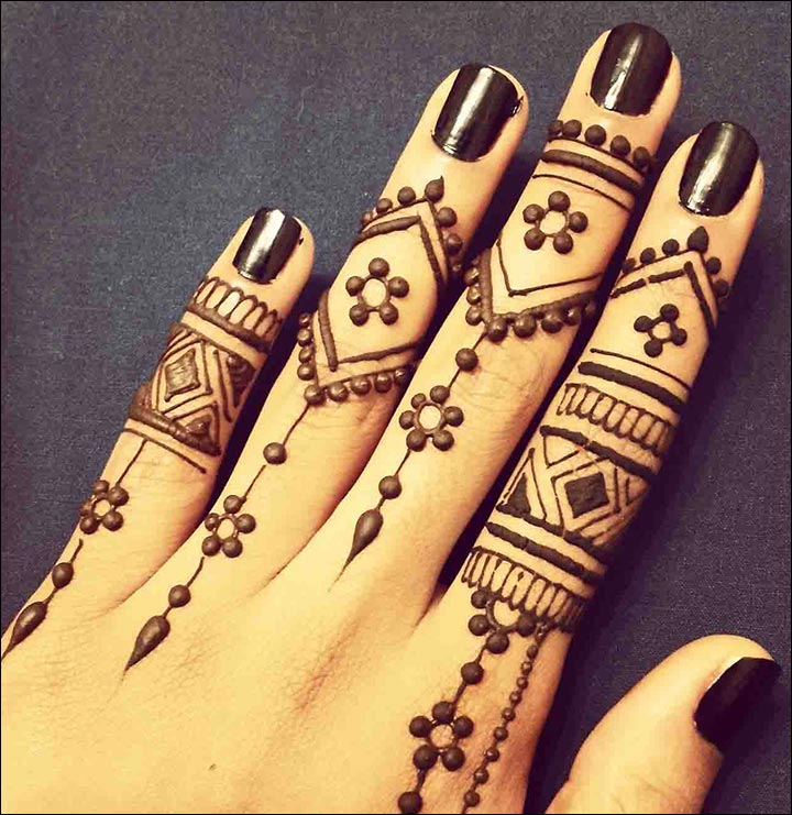 Ring Mehndi Designs - Embellished Finger Work