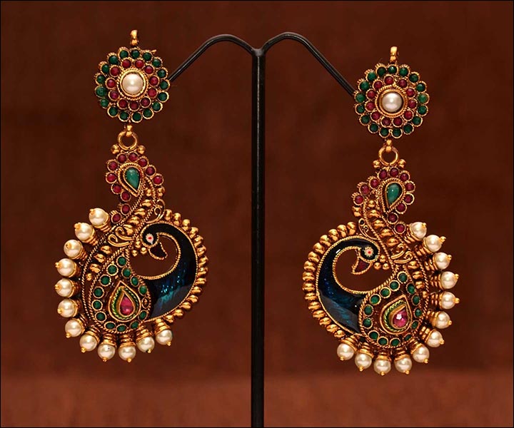 Bridal Earrings - Pretty Peacock Design