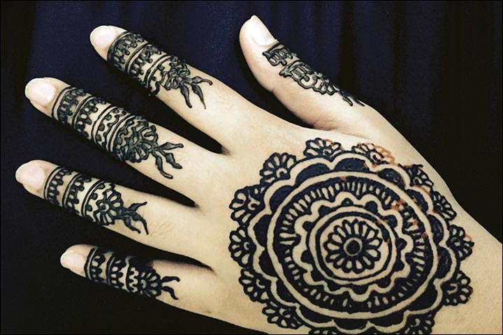 Ring Mehndi Designs - Sequined Finger Mehndi 