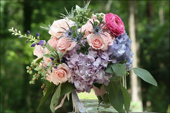 Wildflower Wedding Bouquet - Hellebores, Yarrow Foliage And Wild Blackberries