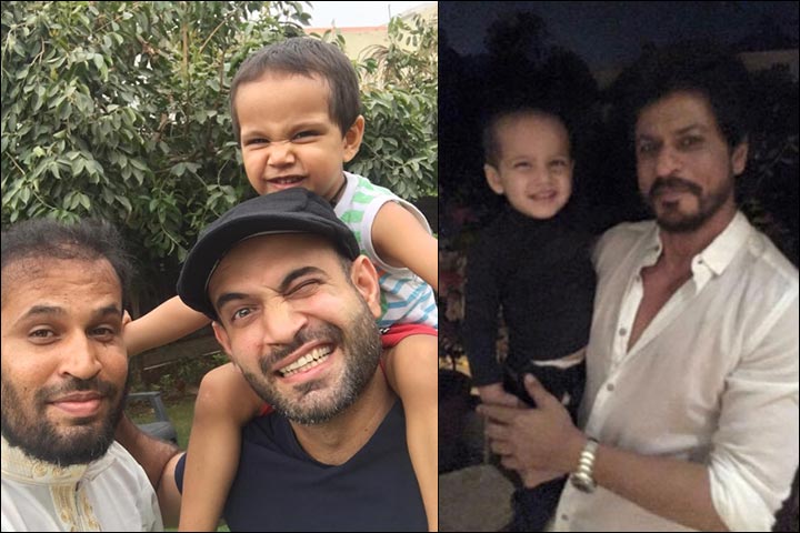 Yusuf Pathan's Marriage - Yusuf And Irfan With Ayaan And Inset Shah Rukh With Ayaan