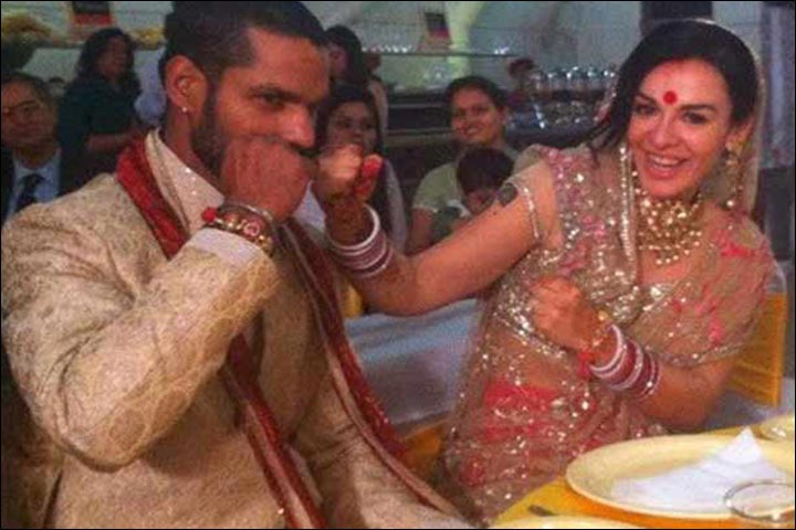 Shikhar Dhawan's Marriage - Shikhar And Ayesha At The Traditional Feeding Ceremony 
