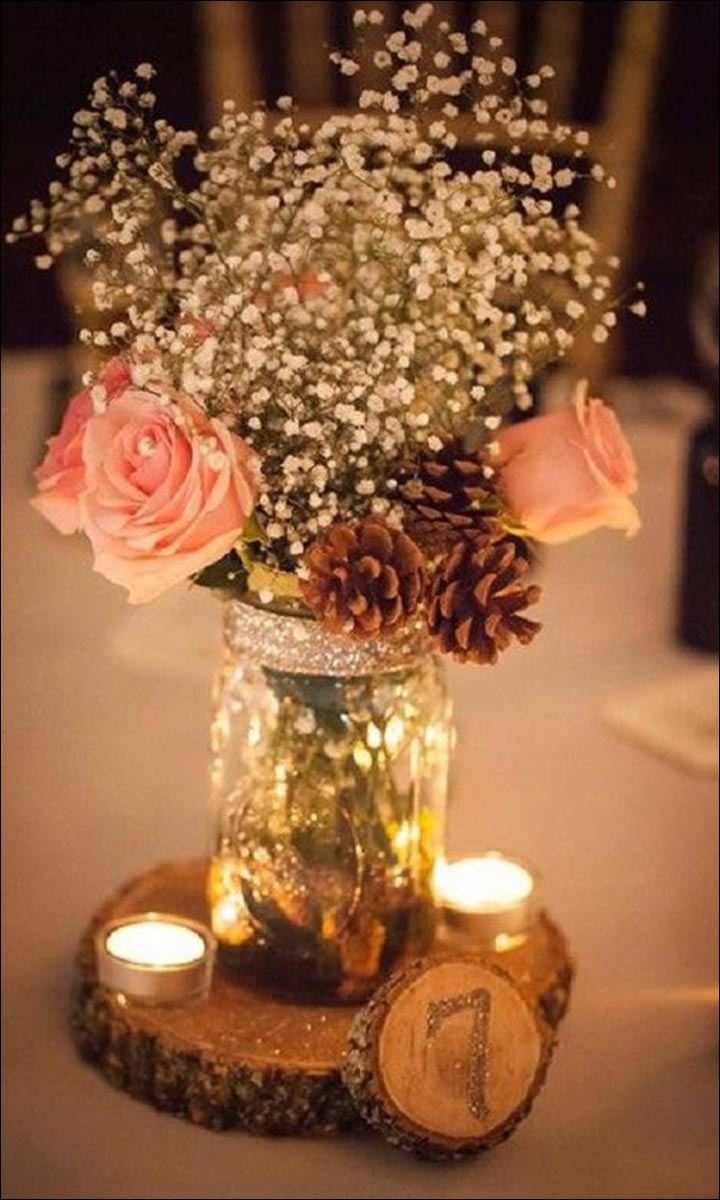 Rustic-And-Wooden-Centerpiece-great wedding centerpieces