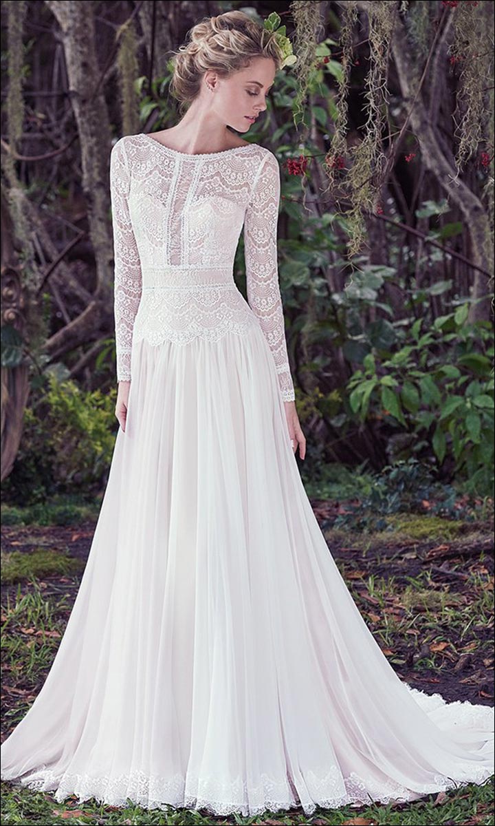 Chiffon-And-Lace-wedding-dresses -long-sleeves-trends