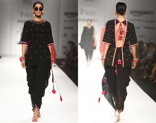 Black backless tunic trendy salwar kameez design Black backless tunic trendy salwar kameez design
