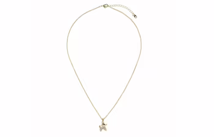 Diamante dog lightweight gold necklace