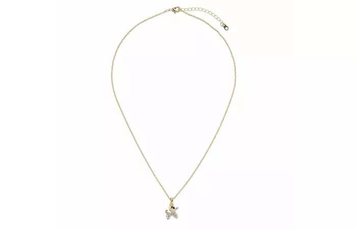 Diamante dog lightweight gold necklace