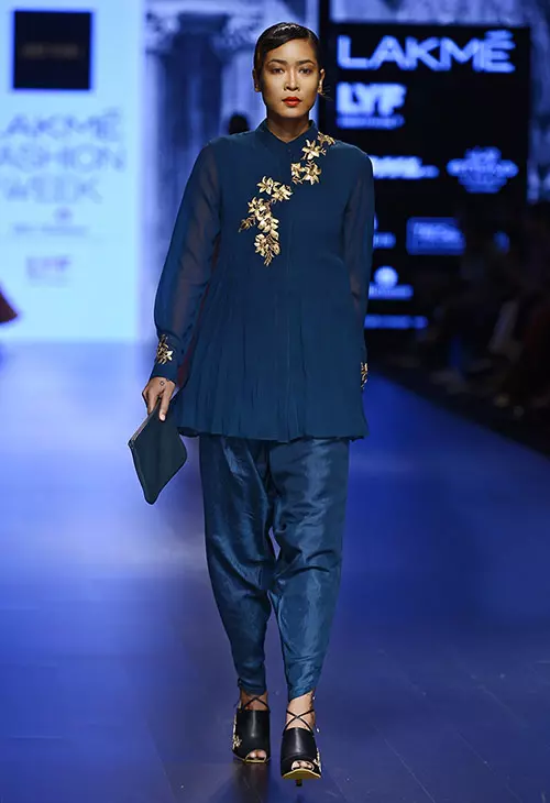 Embellished royal blue salwar kameez design